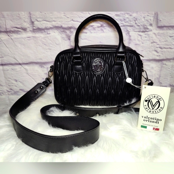 Valentino Orlandi Handbags - Valentino Orlandi  Satchel Quilted Crossbody color Gunmetal